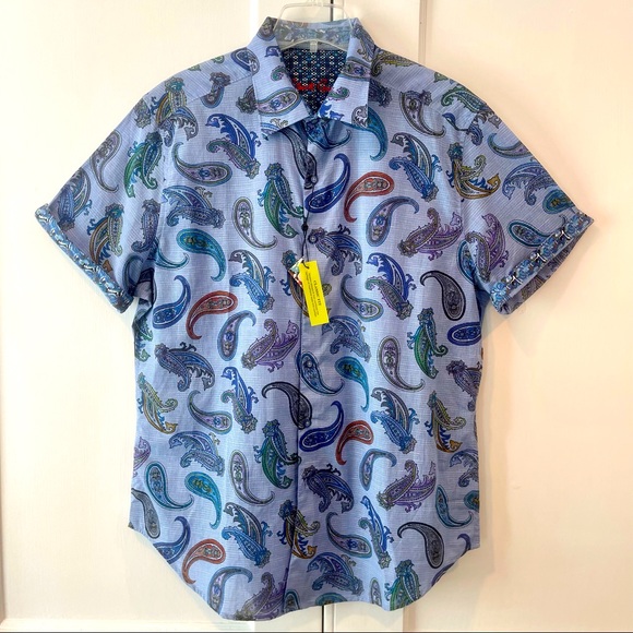 ROBERT GRAHAM ‘NOTRE DAME’ PAISLEY PRINT SHORT-SLEEVE CLASSIC FIT SHIRT - INDIGO - Picture 9 of 15